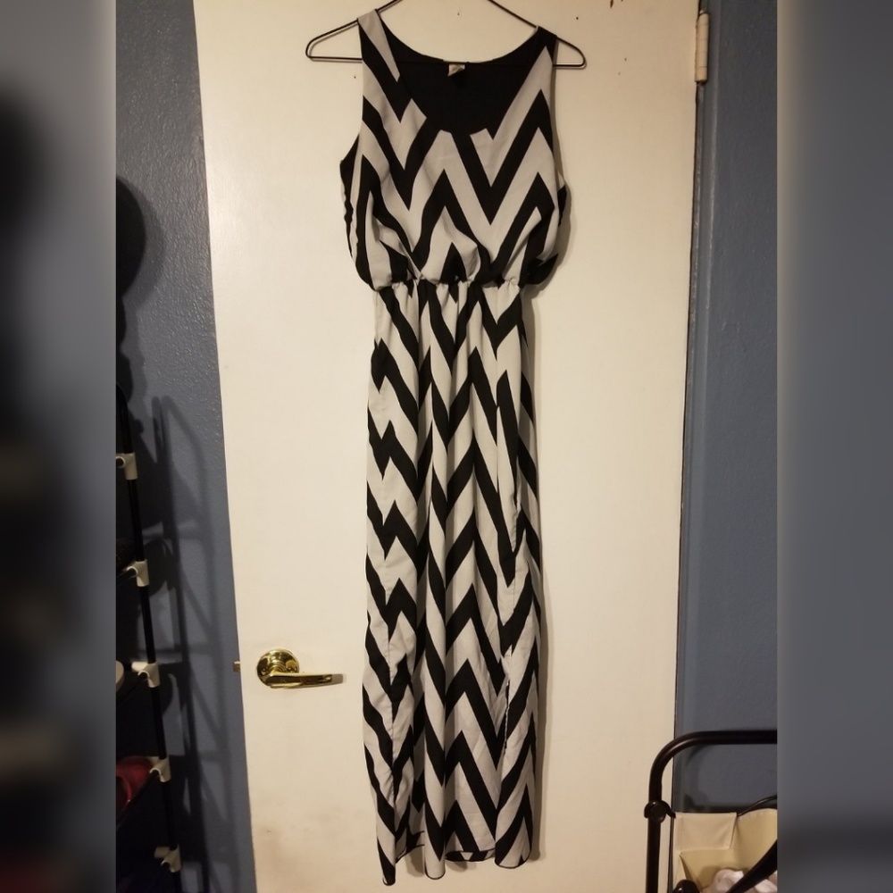 Black and white chevron dress
